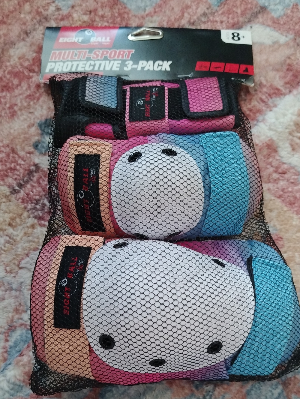Multi-Sport Protective 3-Pack Pads - Pink, Blue, Peach